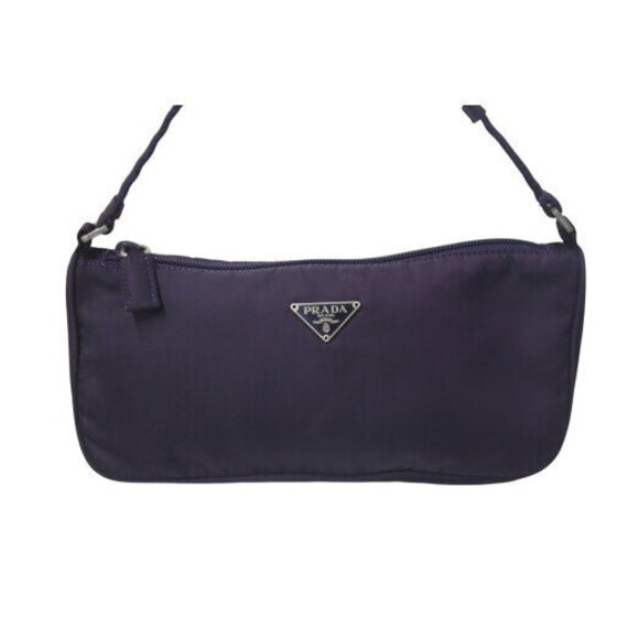 Prada One Shoulder Bag Pouch Triangle Logo Purple Nylon - Picture 2 of 8